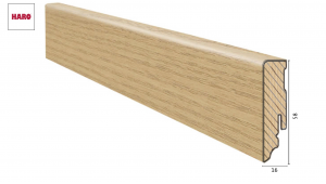 Medinė faneruota grindjuostė Haro Ąžuolas Invisible Brushed 16*58 MM