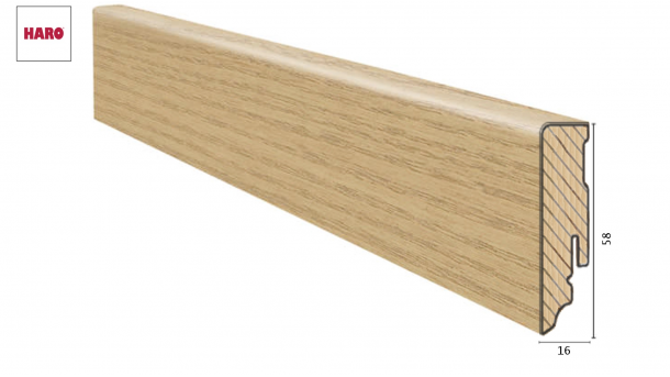 Medinė faneruota grindjuostė Haro Ąžuolas Invisible Brushed 16*58 MM