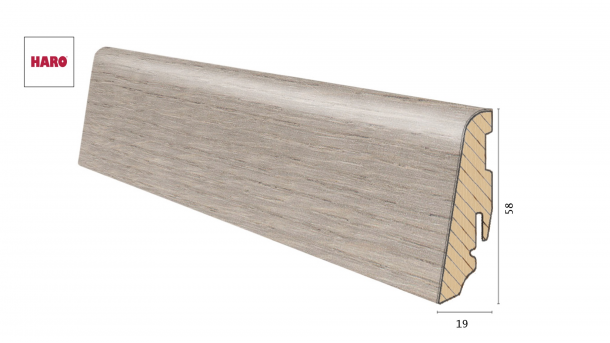 Medinė laminuota grindjuostė Disano by Haro Ąžuolas Ontario Grey 19*58 MM