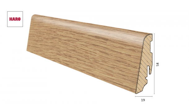 Medinė laminuota grindjuostė Disano by Haro Ąžuolas Victoria Honey 19*58 MM