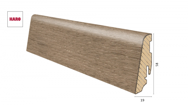 Medinė laminuota grindjuostė Disano by Haro Ąžuolas Victoria Velvet Brown 19*58 MM