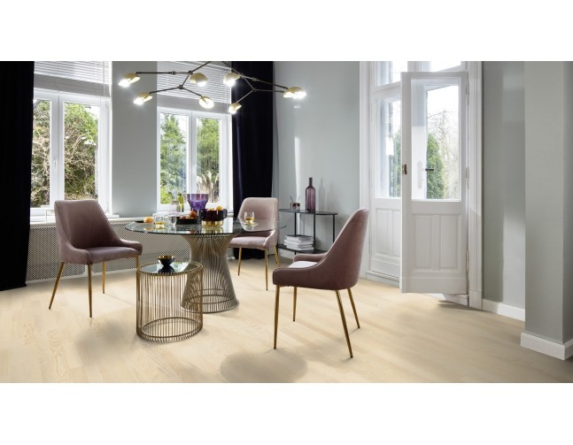 Trisluoksnė parketlentė Boen Longstrip Uosis Andante White Live Matt