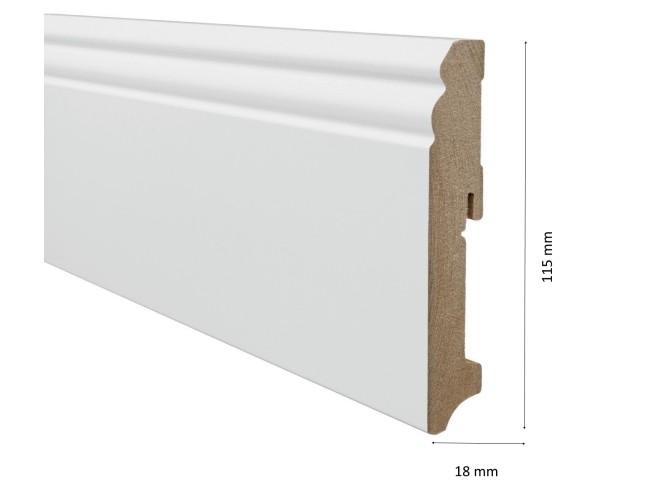 Laminuota grindjuostė Haro MDF Antique Balta 18*115 mm tinkama dažymui