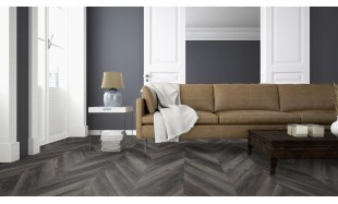 IŠPARDAVIMAS Vinilo danga OneFlor ECO 55 Chevron Pušis Smoked Black 2.5 MM