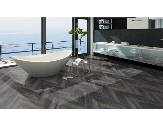 IŠPARDAVIMAS Vinilo danga OneFlor ECO 55 Chevron Pušis Smoked Black 2.5 MM