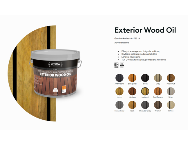 Alyva terasoms Woca Exterior Oil Natural, 2,5 L