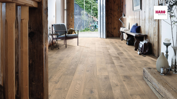 Trisluoksnė parketlentė Haro Plank Ąžuolas Tobacco Grey Sauvage