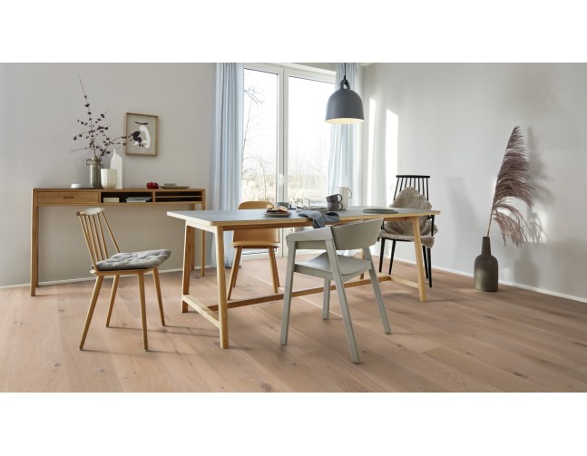 IŠPARDAVIMAS Trisluoksnė parketlentė Boen Plank Ąžuolas White Vivo 209 MM 13,2 MM storio 2 rūšis